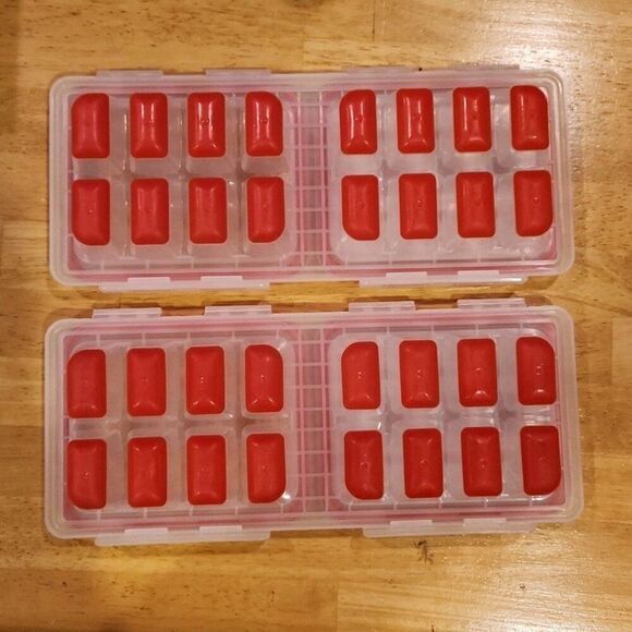 NEW Ice Cube Trays with attached lids BPA Free- 2 Pack, Red & Clear - Picture 2 of 4